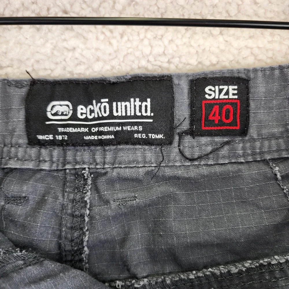 Ecko Unltd Cargo Shorts‎ Mens 40 Gray Ripstop Utility Streetwear